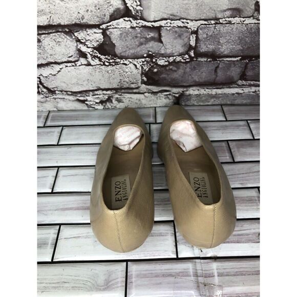VTG Enzo Angiolini Nude Beige Leather Slip On Dress Heels Women Sz 7M US/37.5EU - Picture 6 of 16